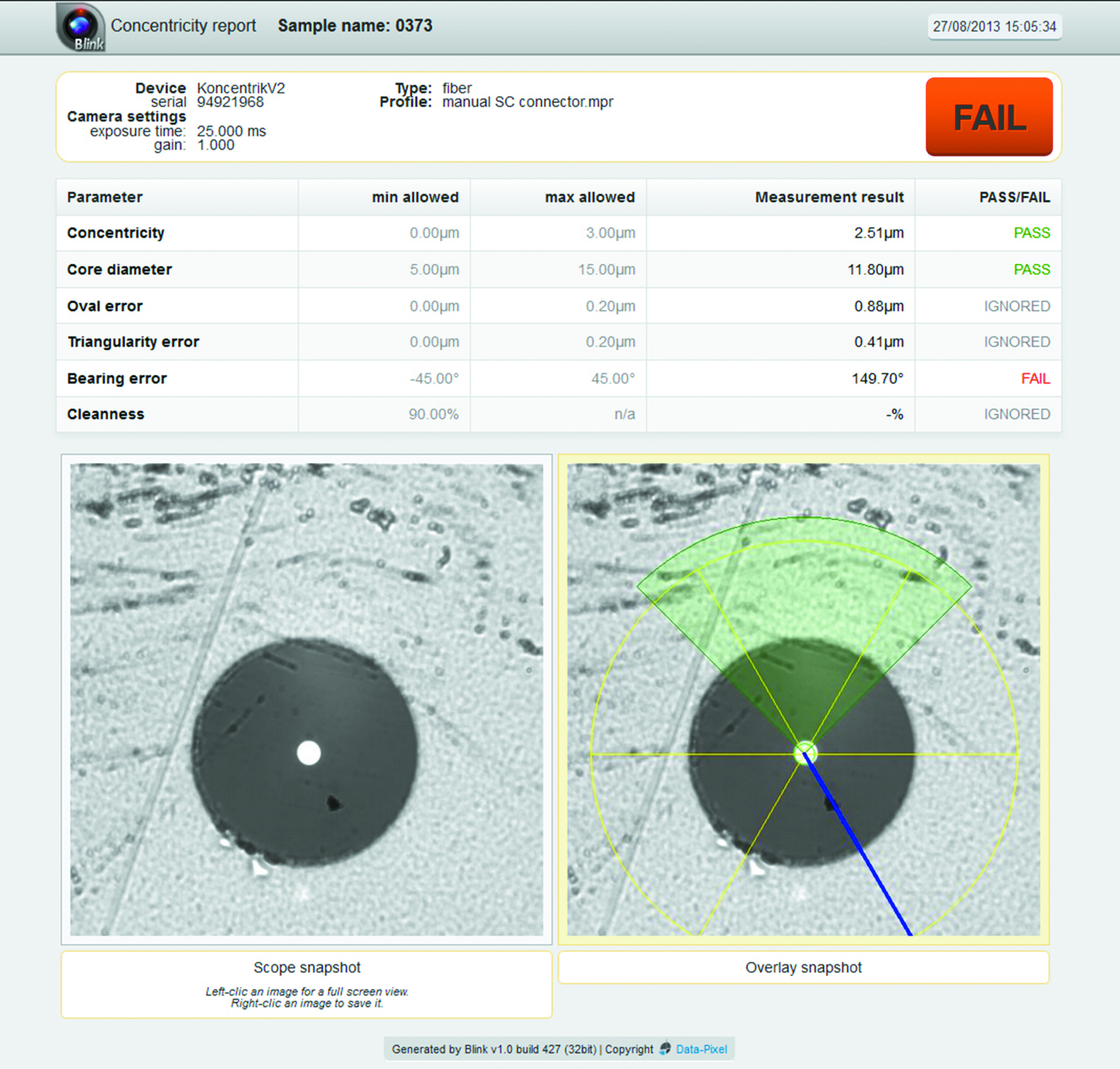 Koncentrik V2 Connector A Concentricity Measuring Equipment Data Pixel